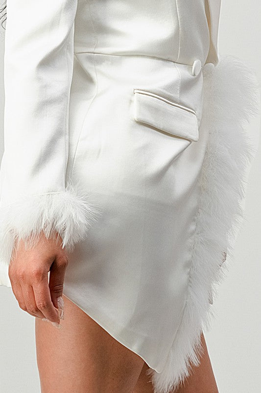 Athina Holiday feathered blazer mini dress