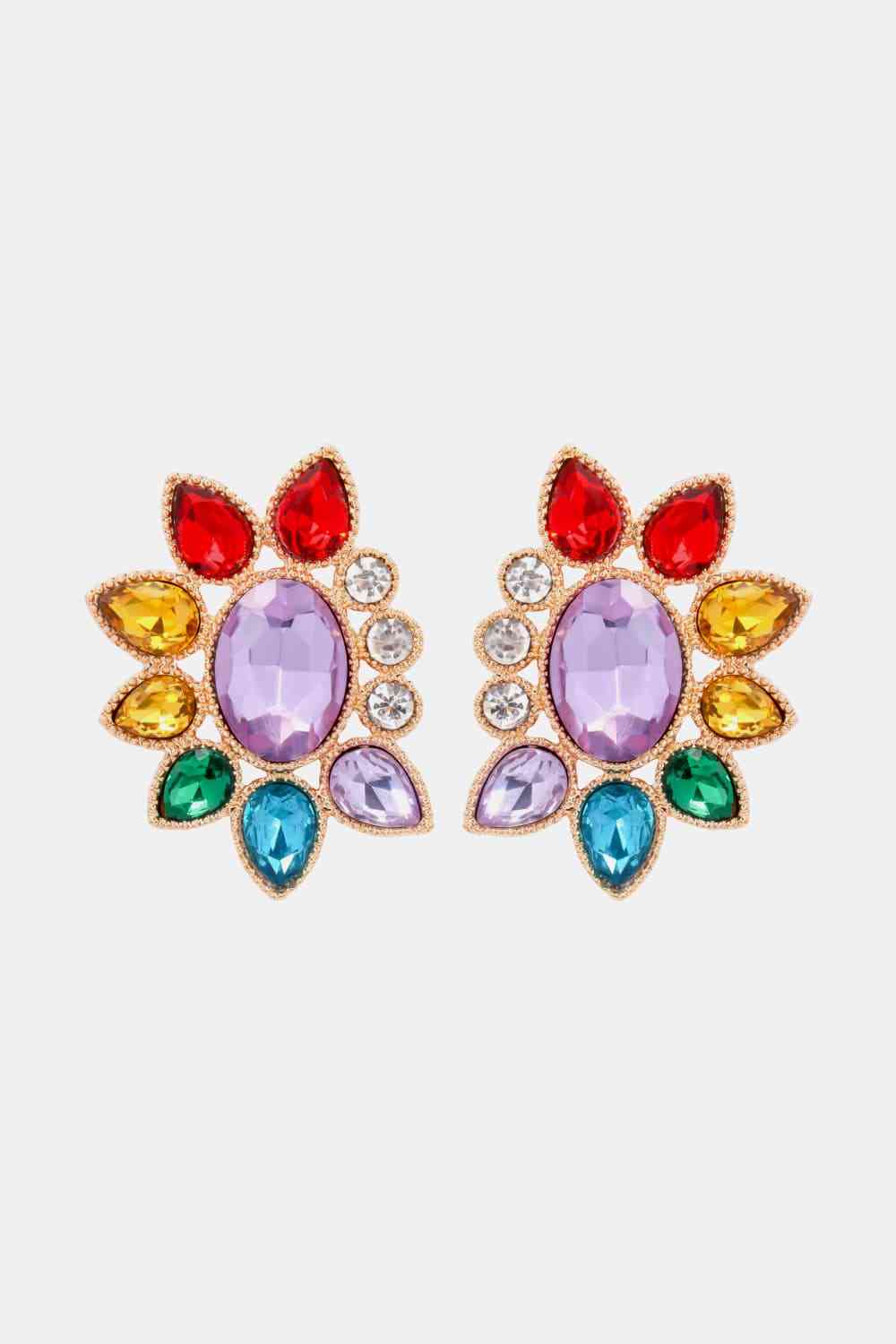 Geometrical Shape Glass Stone Dangle Earrings