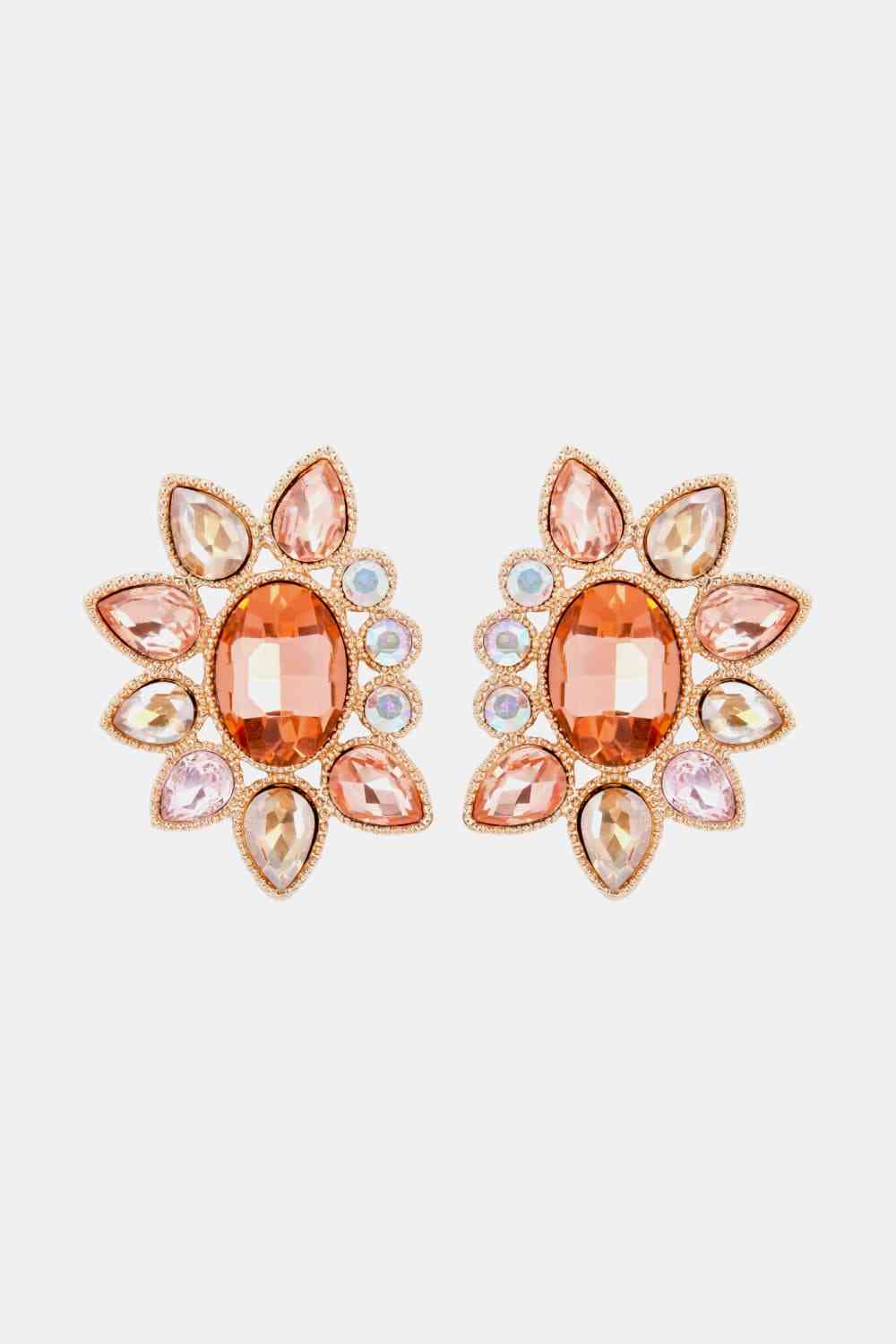 Geometrical Shape Glass Stone Dangle Earrings