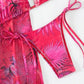 Printed Halter Neck Three-Piece Swim Set