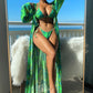 Printed Halter Neck Three-Piece Swim Set