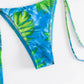 Printed Halter Neck Three-Piece Swim Set